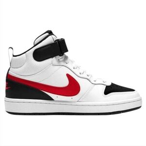 Nike Court Borough Mid 2 (GS) Shoes Size 4Y White Red/Black CD7782-110
